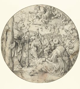 Petrus verursacht den Sturz des Zauberers Simon von Pieter Cornelisz. genaamd Kunst