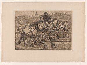 Pferde auf der Pont Sully in Paris