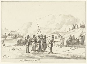 Lager von Bürgern in den Dünen von Nordholland, 19. Januar 1814 von Pieter Gerardus van Os (signed by artist)