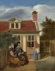 Eine Gesellschaft im Hof hinter einem Haus, 1663-1665