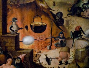 Hölle, Detail des Jüngsten Gerichts, ca. 1554, Gemälde von Pieter Huys