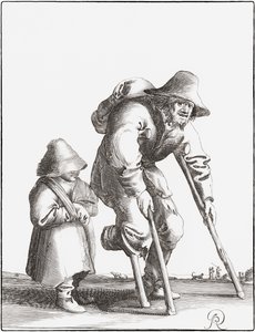 Verkrüppelter Bettler mit Kind von Pieter Jansz (after) Quast