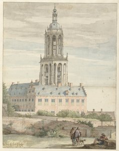 Ansicht des Palastes von Friedrich V., Kurfürst von der Pfalz, und der Sint-Cunerakerk, Rhenen
