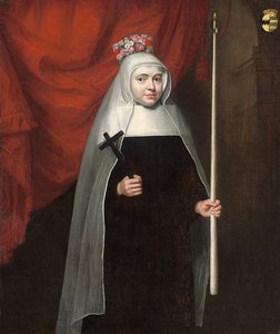 Porträt einer Nonne mit einem Kruzifix und einer Kerze, 1678