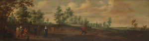 Landschaft mit einem tanzenden Paar vor einem Landhaus von Pieter Meulener