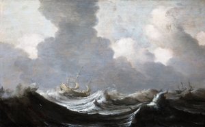 Vier Schiffe vor einem Sturm von Pieter Mulier the Elder