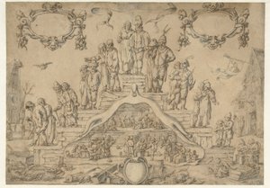 Treppe des Alters mit Bauern und Bäuerinnen von Pieter Nolpe (attributed to)