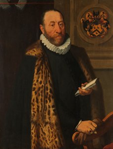 Porträt von Mattheus Augustijnsz Steyn, Ratsherr im Kollegium der Admiralität des Nordquartiers in Dokkum von Pieter Pietersz. (I)