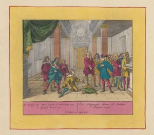 Herzog Philipp von Anjou akzeptiert die spanische Krone, 1700 von Pieter Schenk (I)
