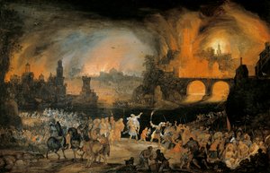 Der Brand der Stadt Troja von Pieter Schoubroeck