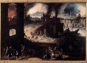 Die Zerstörung von Troja von Pieter Schoubroeck