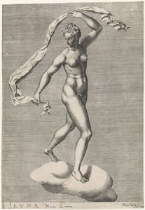 Diana als Luna auf einer Wolke