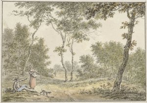 Waldlandschaft mit einigen Figuren
