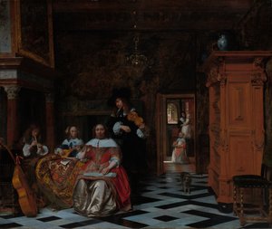 Porträt einer Familie beim Musizieren, 1663 von Pieter de Hooch