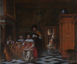 Porträt einer Familie beim Musizieren von Pieter de Hooch