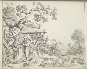 Landschaft mit einem Bauern und einer Bäuerin
