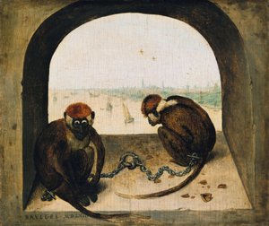 Zwei angekettete Affen von Pieter Bruegel the Elder