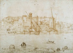 Ansicht der Ripa Grande, Rom, um 1552
