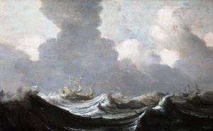 Vier Schiffe vor einem Sturm von Pieter the Elder Mulier