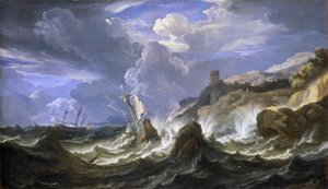 Schiffswrack in einem Sturm in der Nähe einer felsigen Küste, Mitte des 17. Jahrhunderts von Pieter the Younger (1637 1701) Mulier