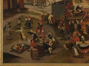 Dorffest mit Theatervorstellung und Prozession zu Ehren von St. Hubert und St. Antonius von Pieter Brueghel the Younger