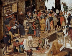 Die Zahlung des Zehnten oder die Volkszählung in Bethlehem (Detail) von Pieter the Younger Brueghel