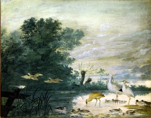 Exotische Vögel in einer malerischen Landschaft von Pieter the Younger Holsteyn