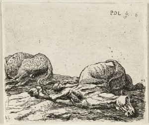 Zwei tote Pferde von Pieter van Laer