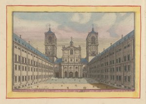 Ansicht des Innenhofs und des Zugangs zur Kirche von San Lorenzo im Escorial von Pieter van den Berge