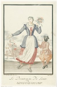 Junge Frau mit einem Blumenstrauß (Der Frühling) (Die vier Jahreszeiten) von Pieter van den Berge