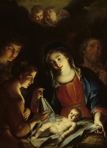 Die Madonna, die das Jesuskind anbetet