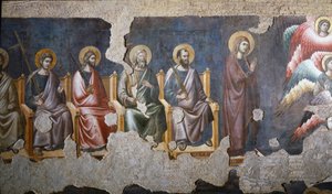 Das Jüngste Gericht Detail der Apostel (von denen der heilige Paulus rechts ist) - Fresko