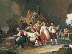 Frühstück am Meer, von Pietro Fabbris (1740-1792) (Detail)