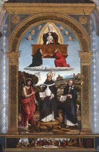 Madonna Odigitria mit Heiligen: Johannes der Täufer, Antonino von Florenz und Nikolaus von Tolentino