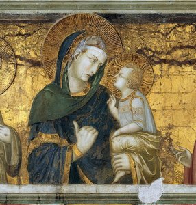 Die Jungfrau mit dem Kind zwischen Franz von Assisi und Johannes dem Evangelisten (Detail), ca. 1315-1319 von Pietro Lorenzetti