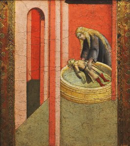 Die heilige Elisabeth von Ungarn belebt ein in einem Brunnen ertrunkenes Kind wieder