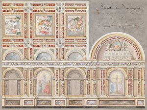 Studie des Freskos von Giacomo Cordella im Inneren der Chiesa della Pieta, Fermo