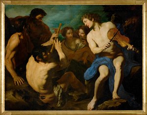 Ein musikalischer Wettstreit zwischen Apollo und Marsyas, um 1631/32