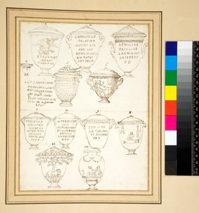 12 marmorne Graburnen mit Deckeln von Pietro Santi Bartoli