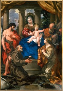 Madonna mit Kind, Johannes dem Täufer, Felix von Cantalice, Andreas und Katharina von Alexandria von Pietro da Cortona