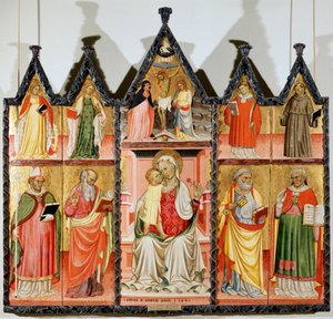 Madonna und Kind mit Heiligen Polyptychon, zehn separate Tafeln, 1440 von Pietro di Giovanni Lianori