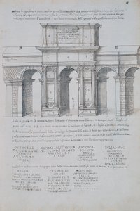 Bogen des Claudius in Rom, Zeichnung, aus Römische Altertümer, von Pirro Ligorio (1513-1583)
