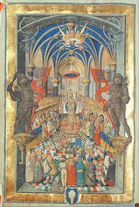 Thronbesteigung des Königs von Polen aus dem Pontifikale von Bischof Erasmus Ciolek, ca. 1510