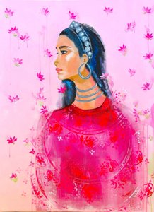 Elegante Frau Rosa Lotus von Poonam Choudhary