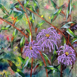 Lebhafter lila Gartenblüten von Poonam Choudhary