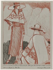 Gazette du Bon Ton, 1921 - Nr. 3, Pl. XII: Kostüm Tailleur, von Jeanne Lanvin; und Kleid für die Rennen, von Beer
