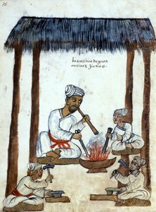 Brahmanische Schmiede (Hindu-Religion). 16. Jahrhundert portugiesisches Manuskript. Rom Bibl. casanatense von Portuguese School