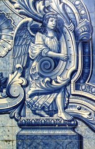 Dekoratives Panel, das einen Engel darstellt, Lamego, Portugal. 1738