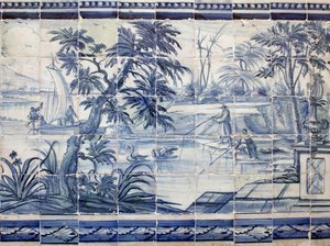 Seefischer in Asien - Azulejos, bemalte Fayence von Portuguese School