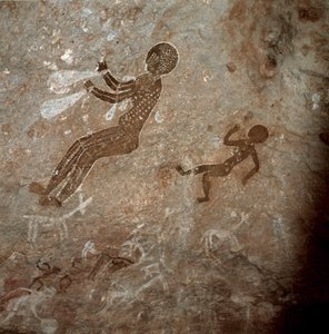 Menschliche Figuren. Höhlenmalereien, 8000-7000 v. Chr. von Prehistoric Prehistoric